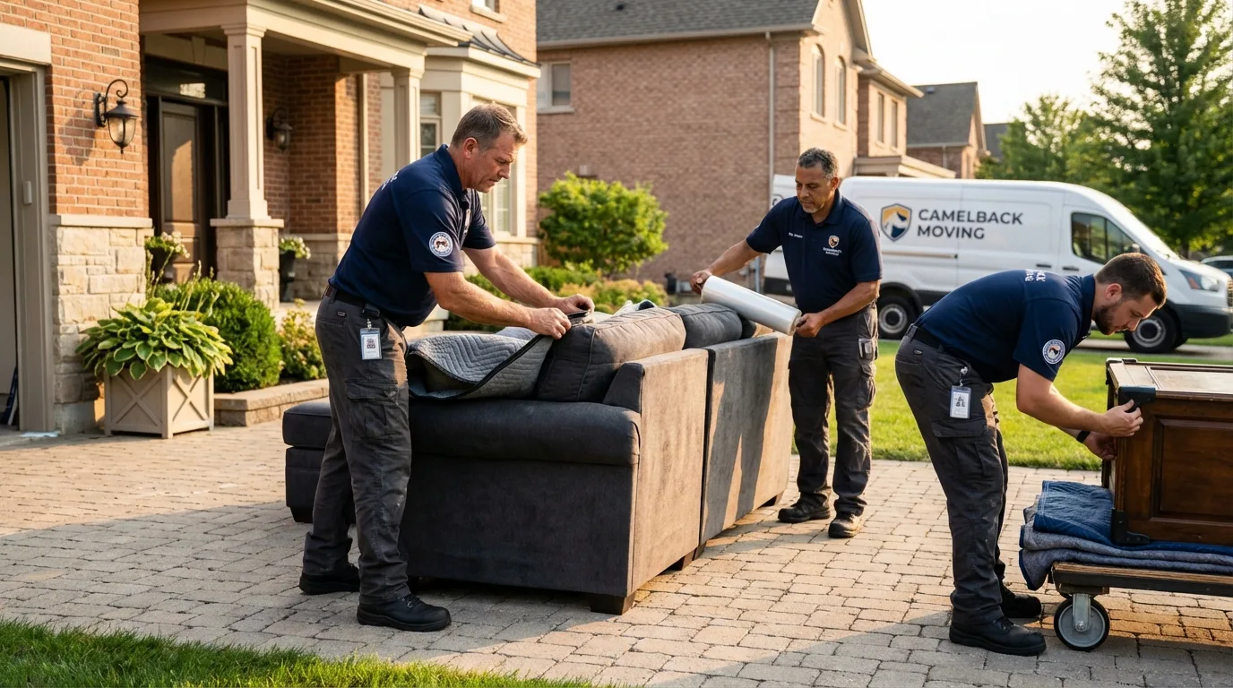 Large estate moving crew wrapping furniture in Elkhart, IN